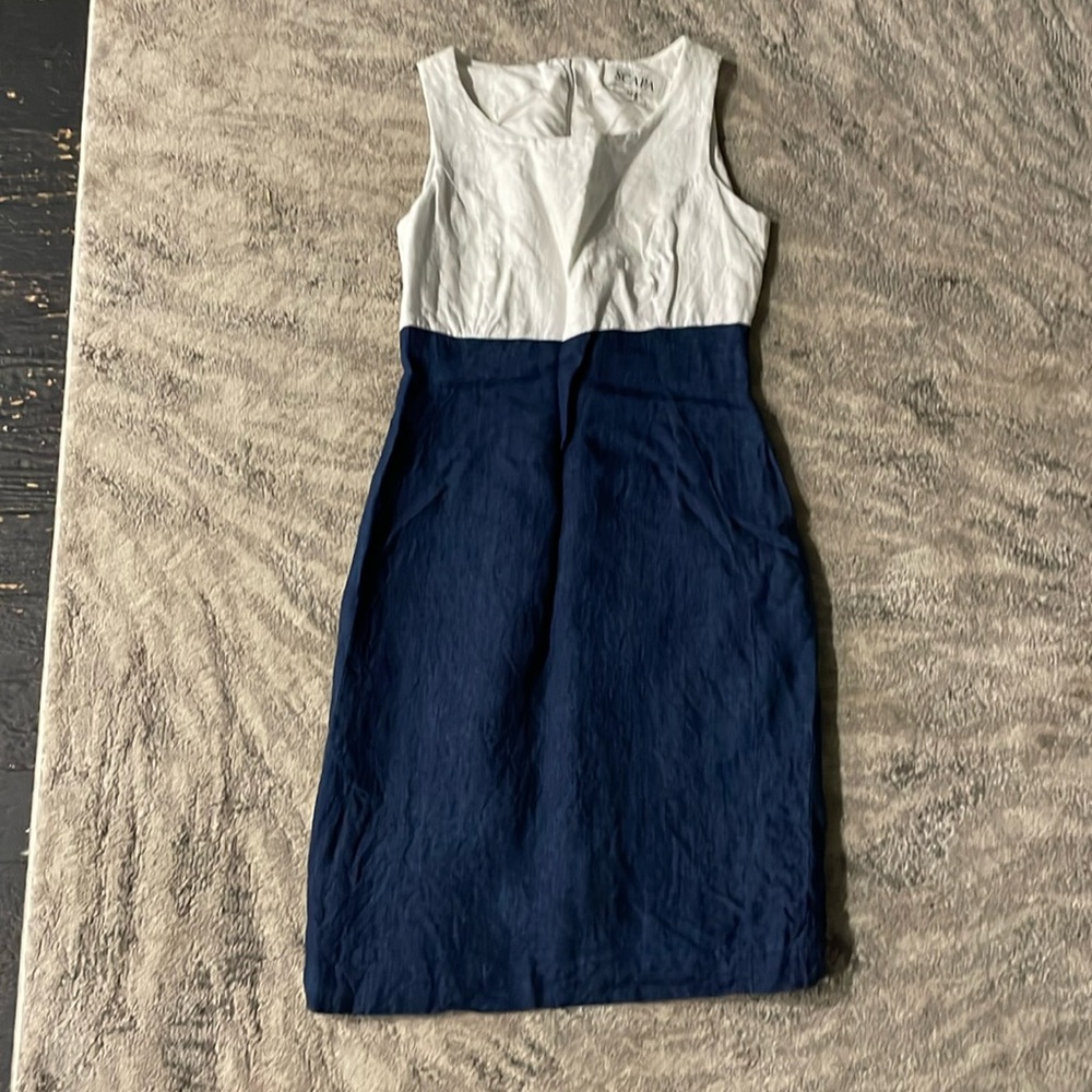 White and Denim Linen Dress 4